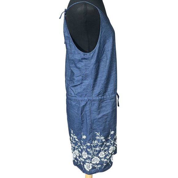 Westport Dress With Floral Embroidery Drawstring Waist & Tie Back Petite L - Picture 2 of 8